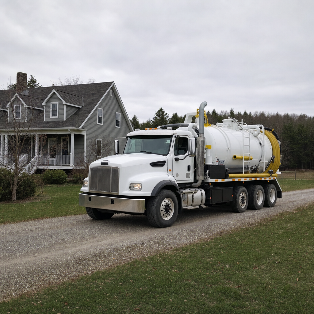 Septic vacuum truck arriving at a Skokie home for same-day emergency service